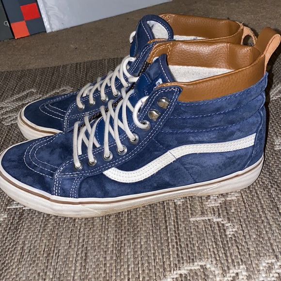 Blue Suede Vans with Sherpa Lining Size 10 - Picture 3 of 10